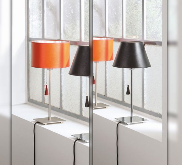 buero-lampe-glas-tischlampe-leuchter-schwarz-orange